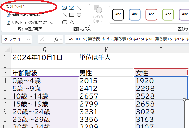 女性の書式設定
